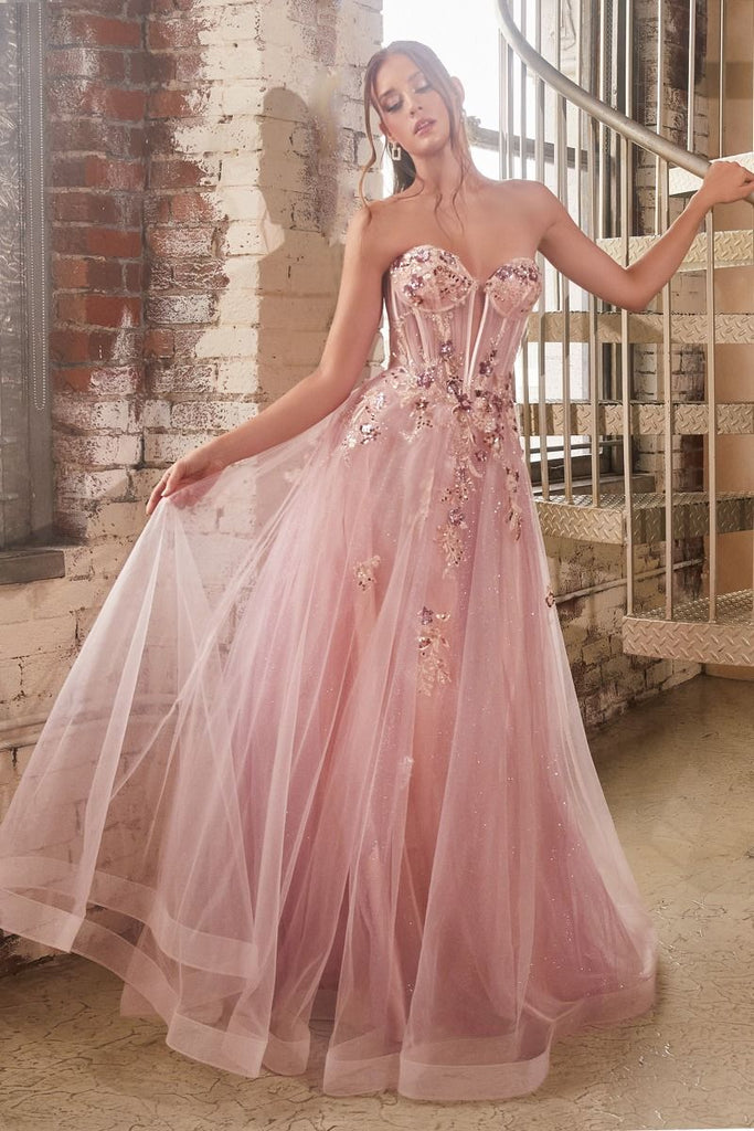 Strapless Layered Tulle Gown CB142 – Sparkly Gowns
