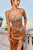 Metallic & Satin Fitted Embellished Gown  CD744