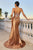 Metallic & Satin Fitted Embellished Gown  CD744