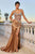 Metallic & Satin Fitted Embellished Gown  CD744