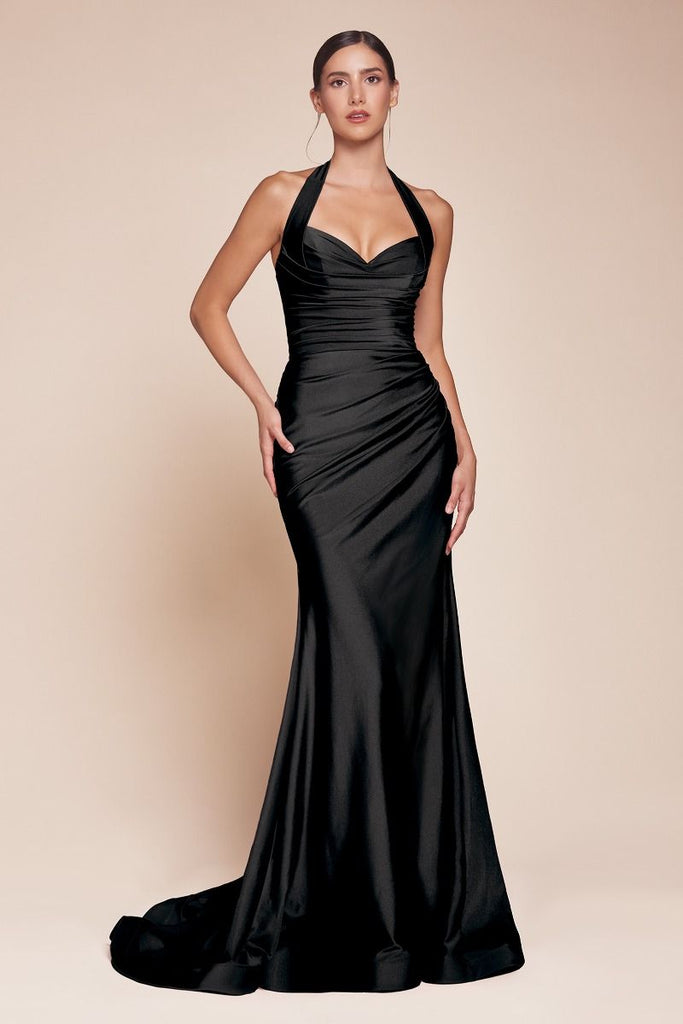 Satin Halter Prom Dress CD796A