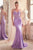 Glitter and Lace Stretch Satin Gown CDS450