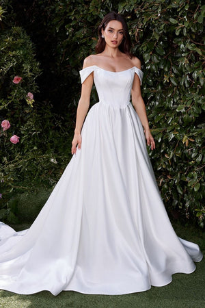 Off the Shoulder Satin Bridal Gown CDS513W