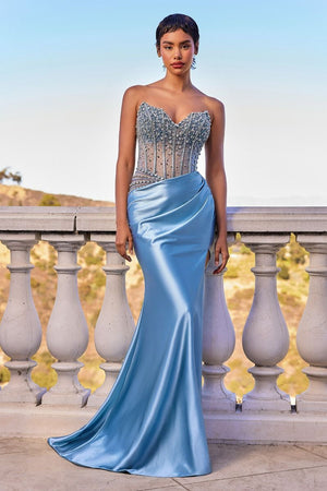 Strapless Beaded Corset Prom Dress CDS538