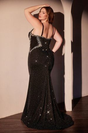 Black Crystal Strapless Evening Dress La Divine CM365C