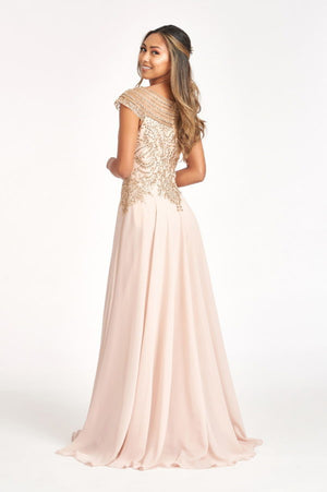 Embellished Chiffon A-Line Dress GL3065