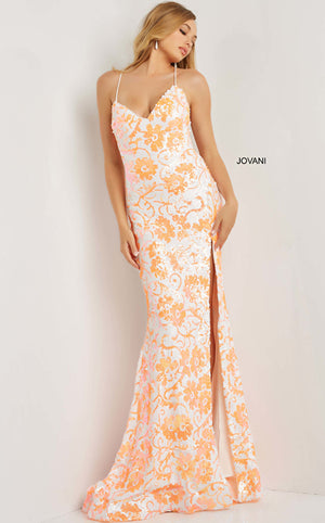 Sequin Floral Prom Gown By Jovani 08255