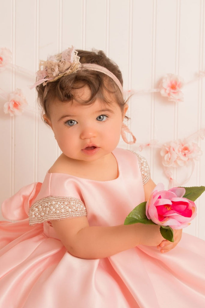 Beautiful Girls Pink & White Pure Cotton Striped A-Line Dress – Nishab