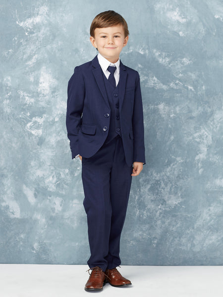 Boy's Slim Fit Single Breasted 5 Pieces Suit for Ring Bearer, Communio ...