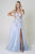 Floral Appliques Romantic A-line Blue Gown AC5013