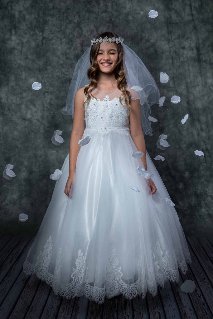  PLwedding Flower Girls Lace Tulle Ball Gowns First