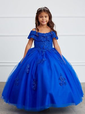 Lace and Tulle Off-the-Shoulder Royal Blue Ball Gown 7033RB