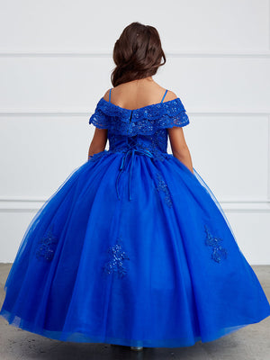 Lace and Tulle Off-the-Shoulder Royal Blue Ball Gown 7033RB