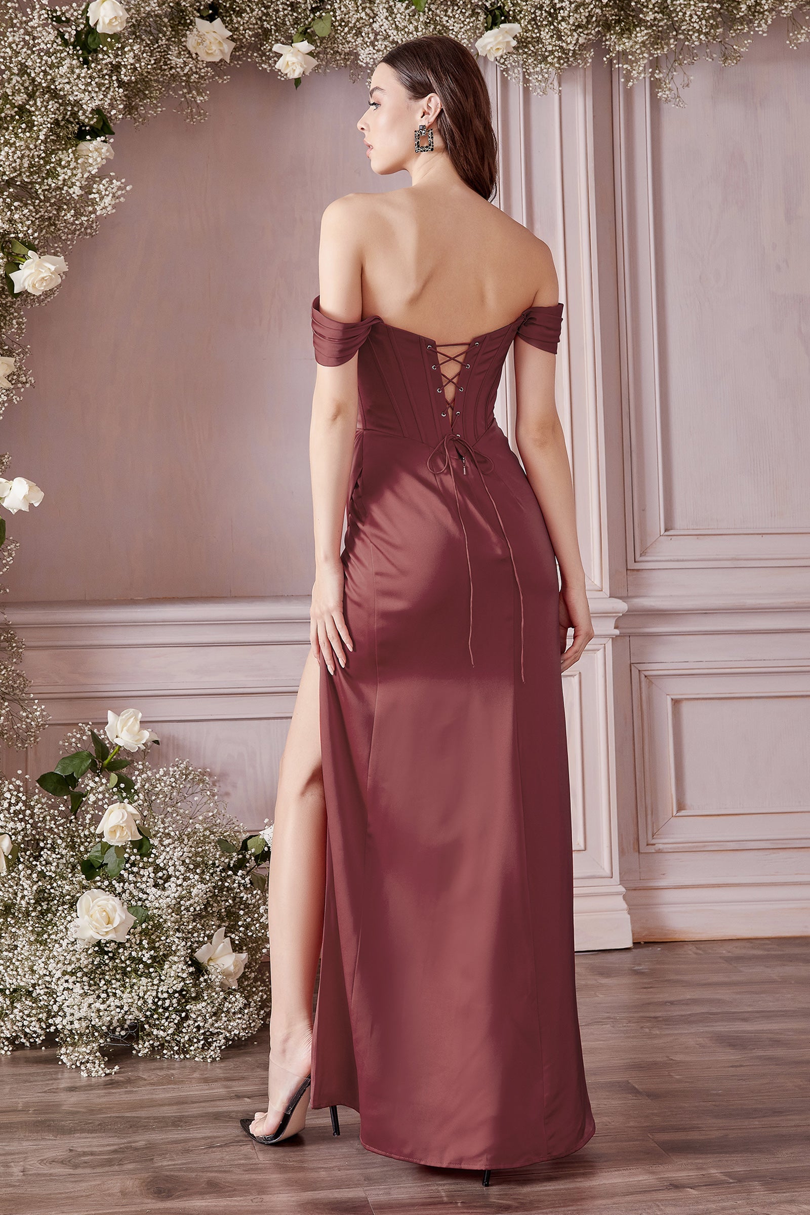 Soft Satin Pleated Corset Dress with Detachable Straps