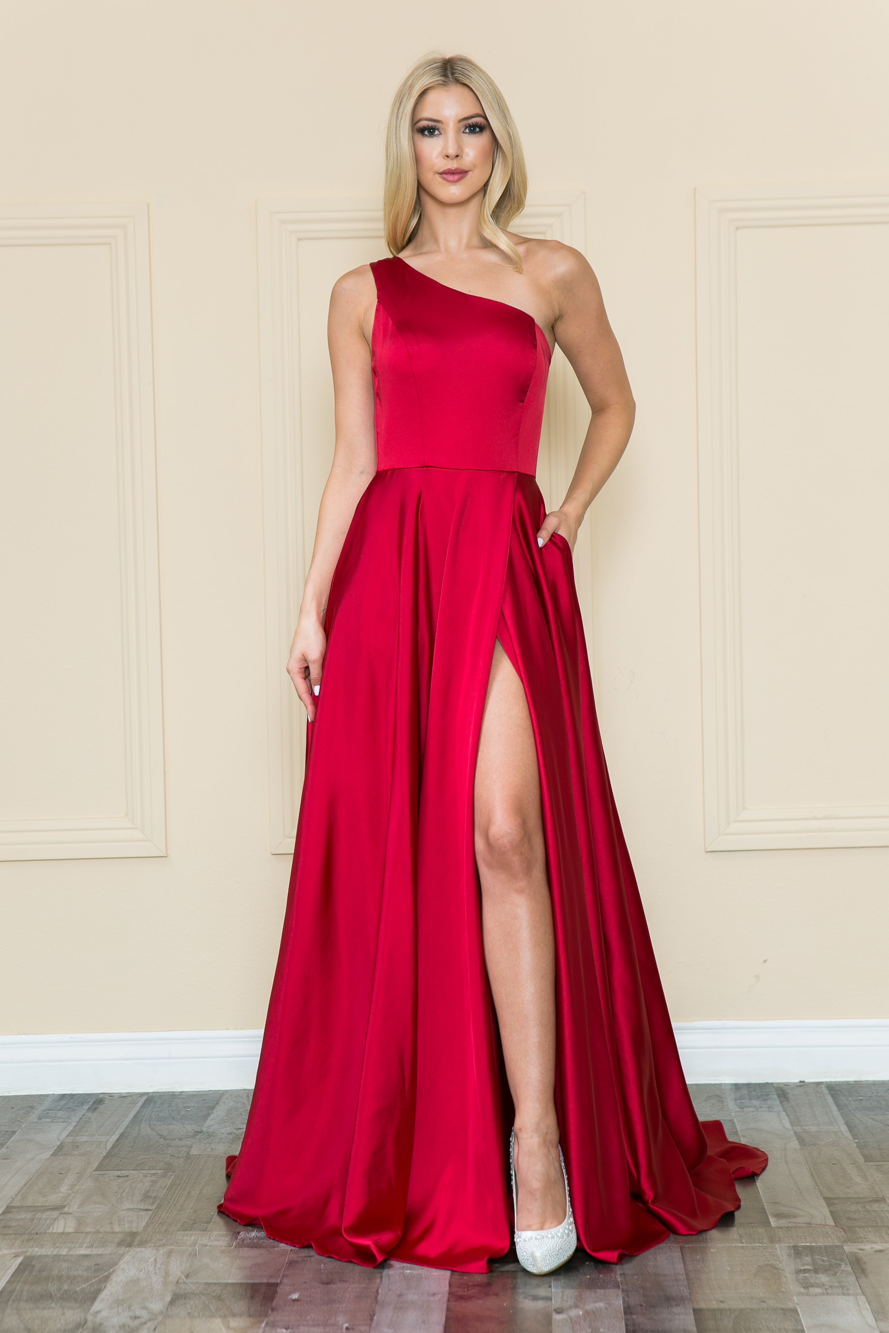 One Shoulder Side Slit Long Prom Dress 8912 – Sparkly Gowns