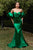 Satin Gown with Puff Sleeves Fitted Evening Bridesmaid Dress CD983