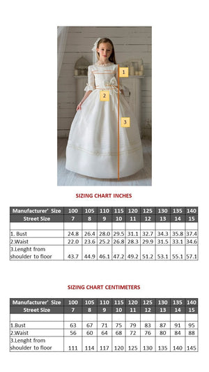 Dotted Tulle and Chantilly  Lace Classic Skirt  Devota & Lomba L321 Spanish Communion Gown