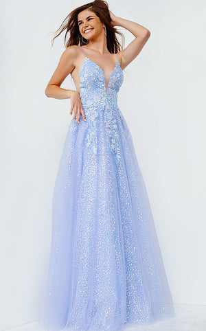 Plunging neckline Sequin Embellished Prom Gown By Jovani JVN07252