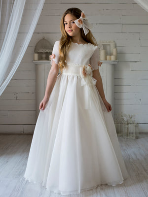 Scalloped neckline Classic and Romantic Spanish Communion Gown Marla K180