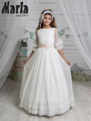 Detachable Skirt Two in One Sweet Mini Skirt and Classic Long Skirt Ivory Spanish Communion Gown Marla L130