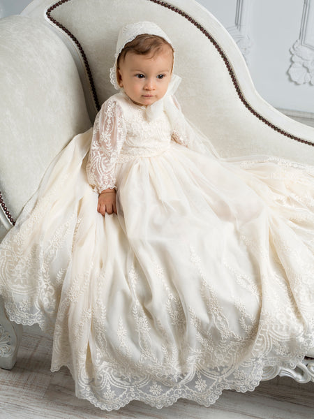 Traditional Spanish Baby Girl Christening Gown with Bonnet M211 ...
