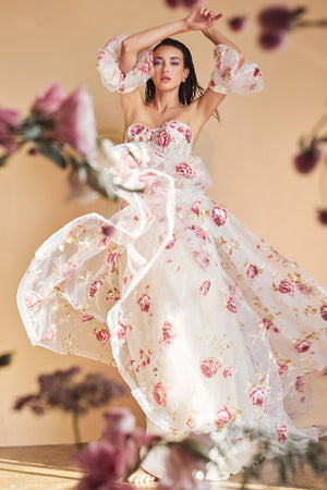 Strapless  Organza Peony Gown Andrea & Leo Couture A1133
