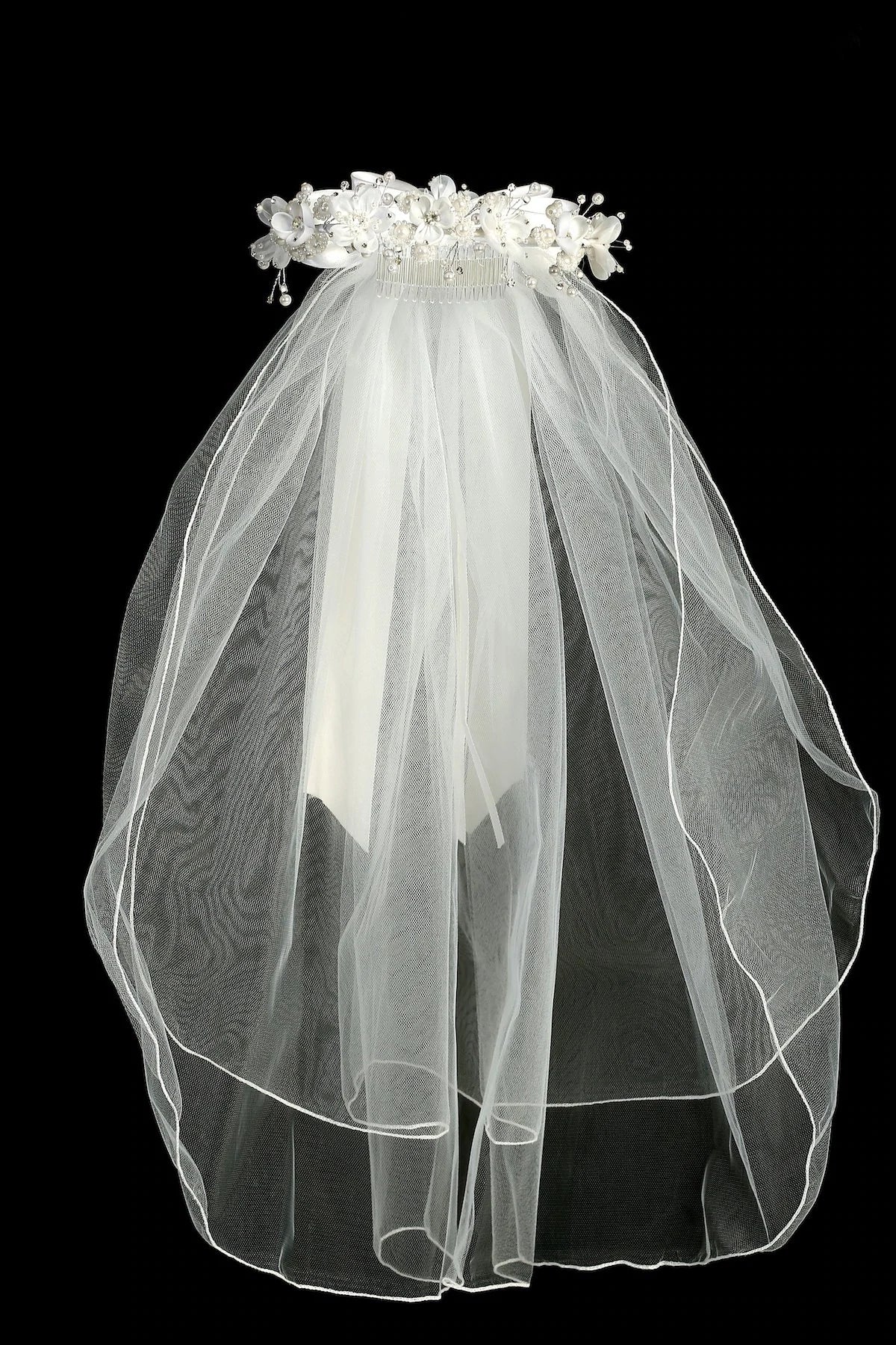 TOPQUEEN V04a Communion Girls Veil Mini Veil for Bride Pearls