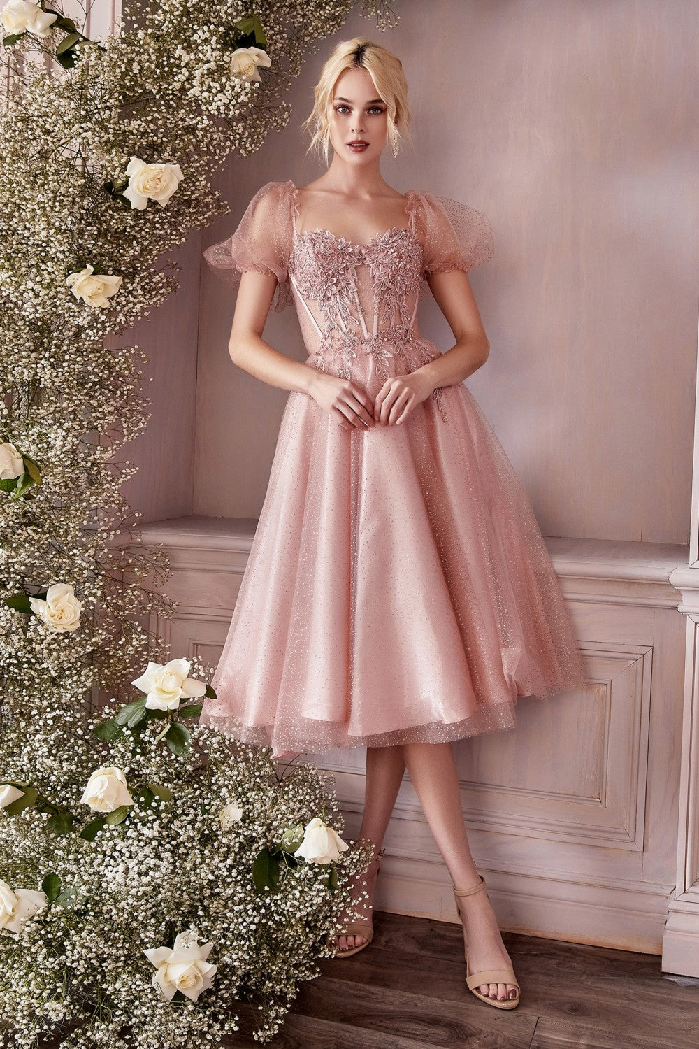 Corset Floral Embellished Sweetheart Neckline Cocktail Dress CD0187 –  Sparkly Gowns