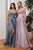 Glitter Cowl Neckline Long A-line Gown CD252