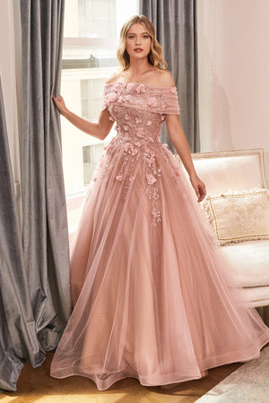 Sleeveless Glitter Tulle Ball Gown CD955