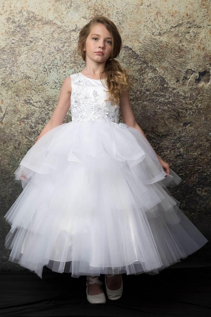 First Communion Veil | Double Tiered | Rossette Accents | Tulle | 24 |  VL212