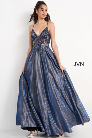 Jovani 06465 Vestido de fiesta con espalda abierta y tirantes finos cruzados