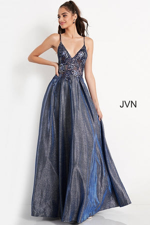 Jovani 06465 Open Back With Cross Spaghetti Straps Prom Gown