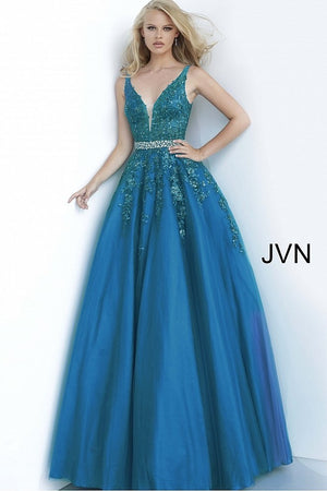 Jovani JVN00925 Floral Embroidered Prom Ballgown