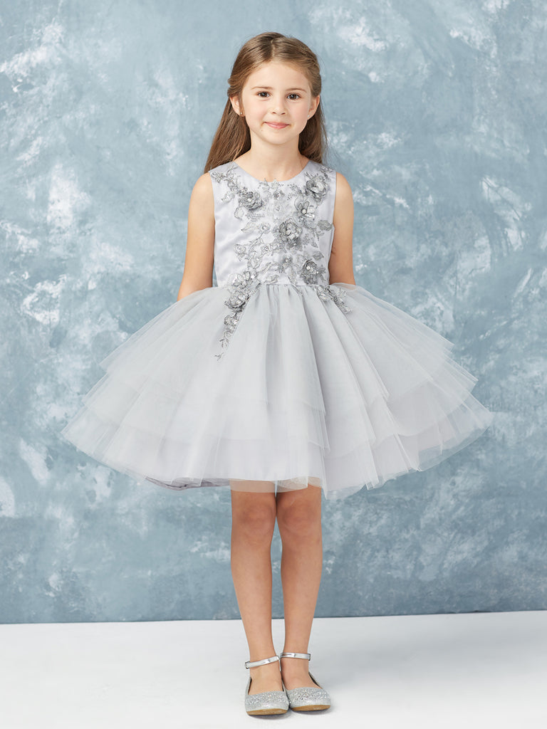Short Layered Tulle Dress with Lace Applique 7014 – Sparkly Gowns